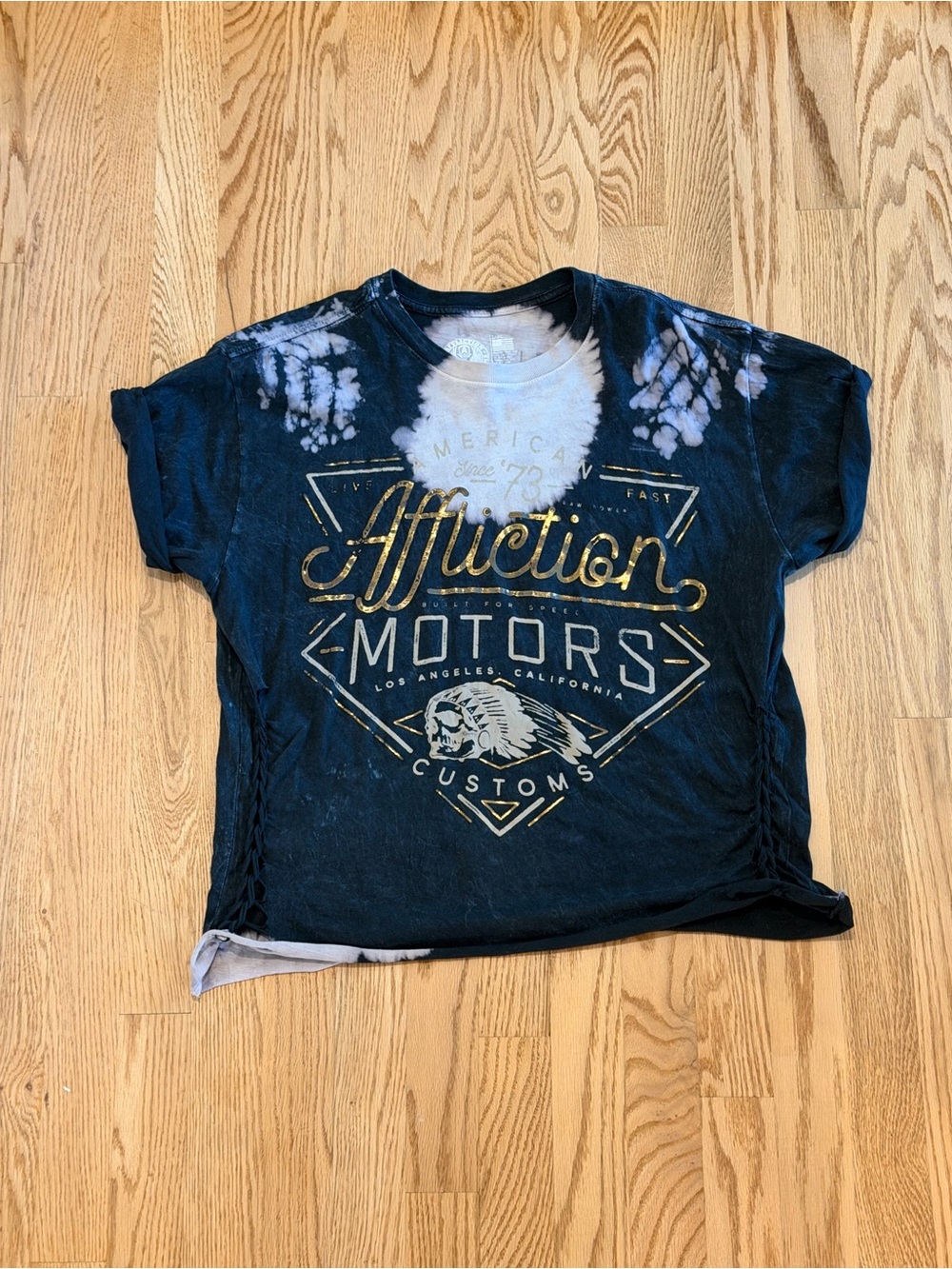 Affliction Black Tie-Dye Tee with Gold Logo